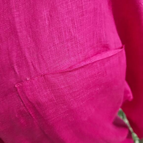 Baird Irish Handkerchief Linen Vibrant Fuchsia Barbie Pink Long Sleeve Top M - Picture 5 of 11